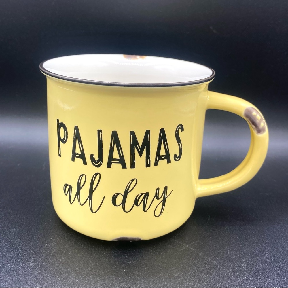 Cozy Night “Pajamas All Day” Ceramic Coffee Tea Mug Cup 14oz Fall Winter Comfy